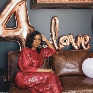 J. Crew Red Sequin V-back Dress Kimono Sleeve Size 6